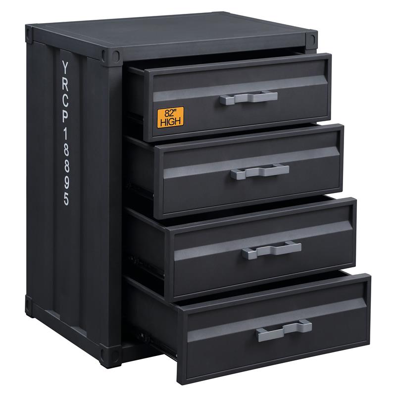 Bowery Hill Gunmetal 4-Drawer Industrial Metal Chest