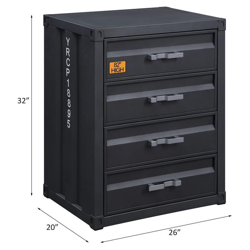Bowery Hill Gunmetal 4-Drawer Industrial Metal Chest