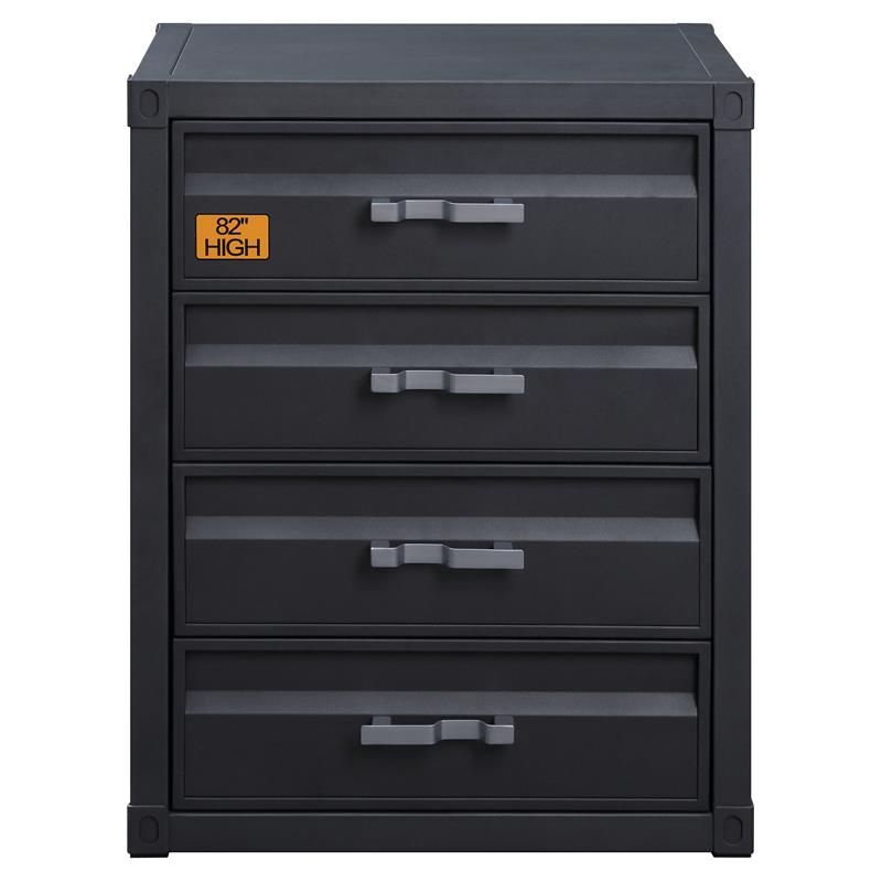 Bowery Hill Gunmetal 4-Drawer Industrial Metal Chest