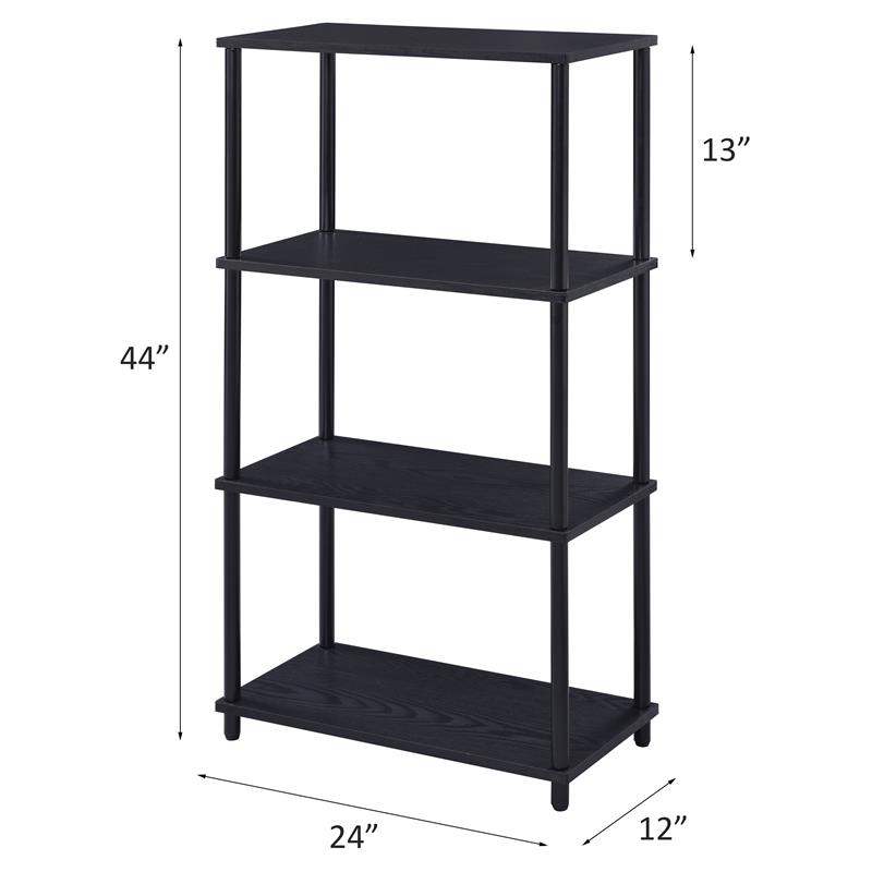 Bowery Hill 4-Shelf Bookshelf with Metal Frame in Black