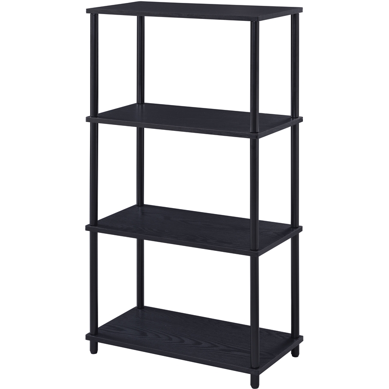 Bowery Hill 4-Shelf Bookshelf with Metal Frame in Black