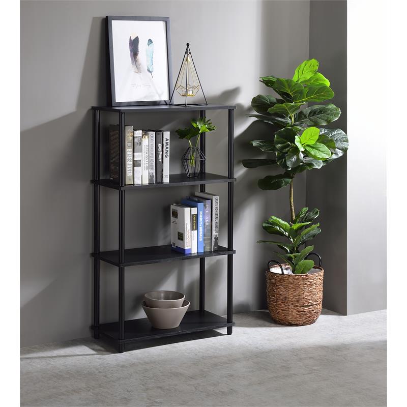 Bowery Hill 4-Shelf Bookshelf with Metal Frame in Black