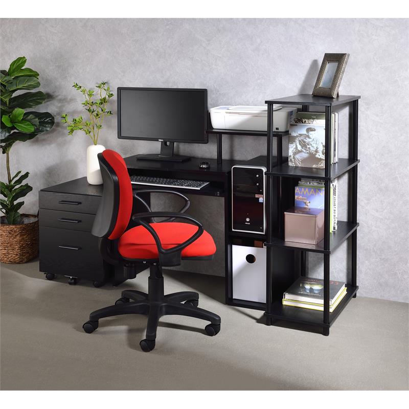 Bowery Hill 4-Shelf Bookshelf with Metal Frame in Black