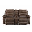 Bowery Hill Motion Loveseat with Storage Console in Brown Leather