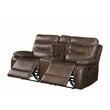 Bowery Hill Motion Loveseat with Storage Console in Brown Leather