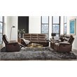 Bowery Hill Motion Loveseat with Storage Console in Brown Leather