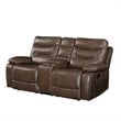 Bowery Hill Motion Loveseat with Storage Console in Brown Leather