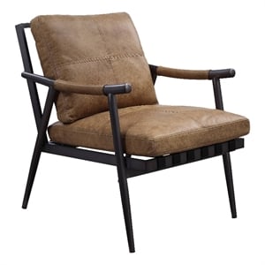 Bowery Hill Anzan Leather Accent Chair with Removable Cushions