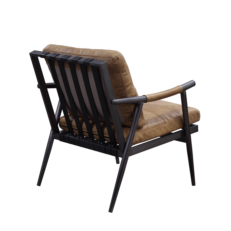 Bowery Hill Anzan Leather Accent Chair with Removable Cushions