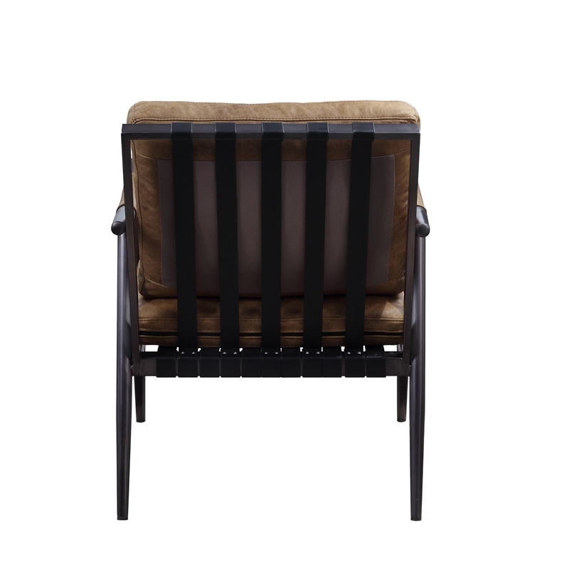 Bowery Hill Anzan Leather Accent Chair with Removable Cushions