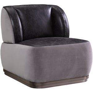 Bowery Hill Decapree Leather Accent Chair in Antique Slate and Grey