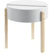Bowery Hill Round Wooden End Table with Hidden Storage in White & Natural