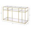 Bowery Hill Glass Sofa Table with Metal Frame in Clear and Gold Finish