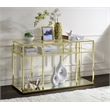 Bowery Hill Glass Sofa Table with Metal Frame in Clear and Gold Finish