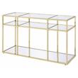 Bowery Hill Glass Sofa Table with Metal Frame in Clear and Gold Finish