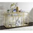 Bowery Hill Glass Sofa Table with Metal Frame in Clear and Gold Finish