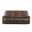 Bowery Hill Motion Sofa in Brown Leather Upholstery with Tufted Backrest