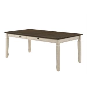 Bowery Hill Fedele 2-Drawer Rectangular Dining Table in Weathered Oak and Cream
