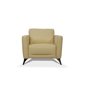 Bowery Hill Malaga Leather Accent Chair in Cream with Chrome Legs