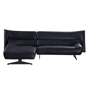 Bowery Hill Maeko Leather Upholstered Armless Sectional Sofa in Dark Gray