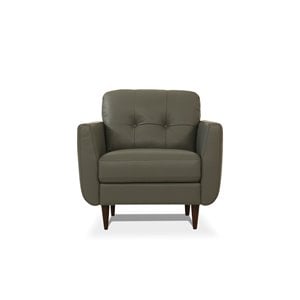 Bowery Hill Radwan Tufted Leather Accent Chair in Pesto Green with Tapered Legs