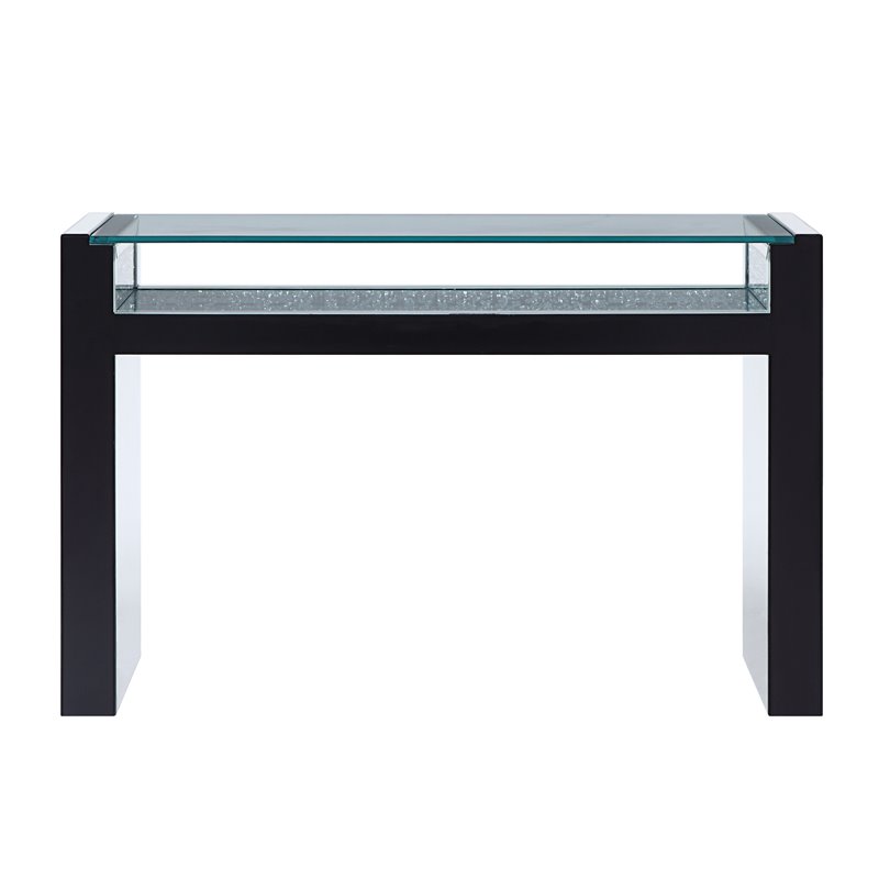 Bowery Hill Sofa Table with Mirrored Base and Faux Crystal Accents
