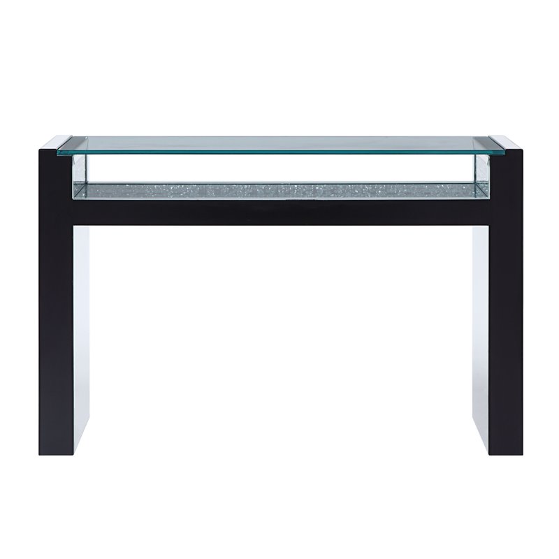 Bowery Hill Sofa Table with Mirrored Base and Faux Crystal Accents