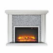 Bowery Hill Fireplace with Mirrored Frame and Faux Diamond Insets