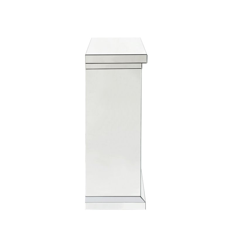 Bowery Hill Fireplace with Mirrored Frame and Faux Diamond Insets