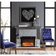 Bowery Hill Fireplace with Mirrored Frame and Faux Diamond Insets