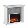 Bowery Hill Fireplace with Mirrored Frame and Faux Diamond Insets