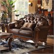 Bowery Hill Button Tufted Loveseat with 2 Pillows in Cherry PU