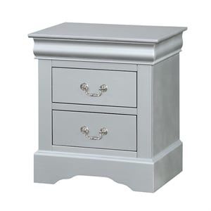 Bowery Hill Wooden Nightstand with 2 Drawers in Platinum White