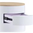 Bowery Hill Round Accent Table with Drawer in White High Gloss