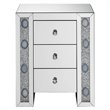 Bowery Hill Mirrored and Faux Agate Nightstand with 3 Drawers