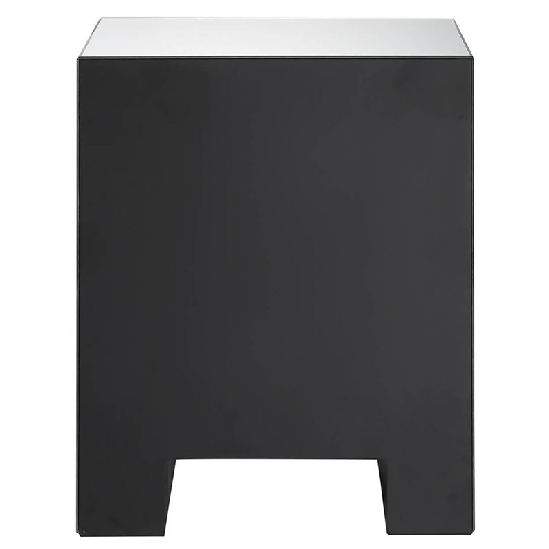 Bowery Hill Mirrored and Faux Agate Nightstand with 3 Drawers