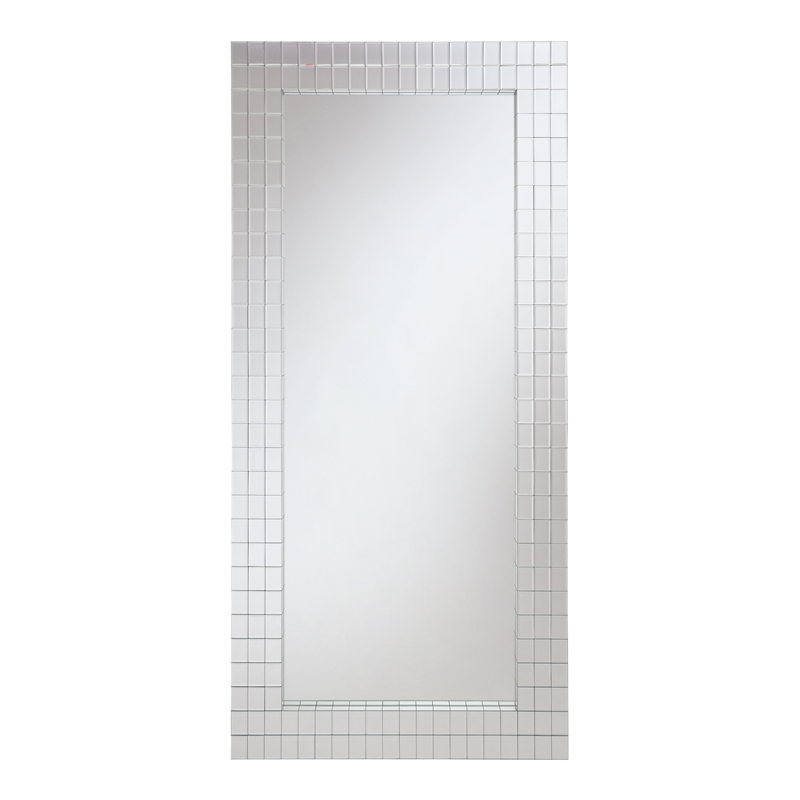 Bowery Hill Wood and Glass Rectangular Mosaic Accent Mirror in Silver
