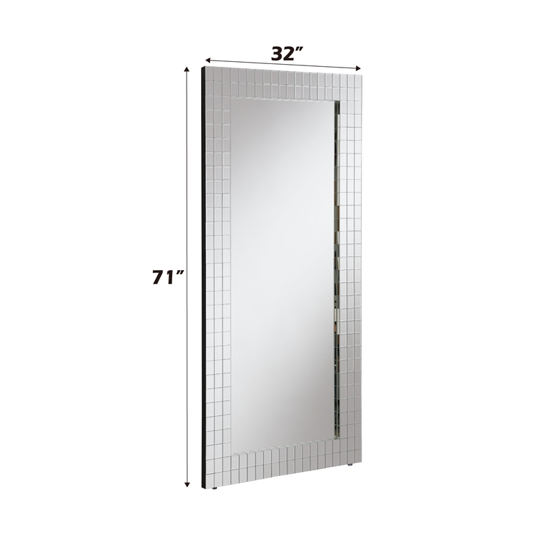 Bowery Hill Wood and Glass Rectangular Mosaic Accent Mirror in Silver