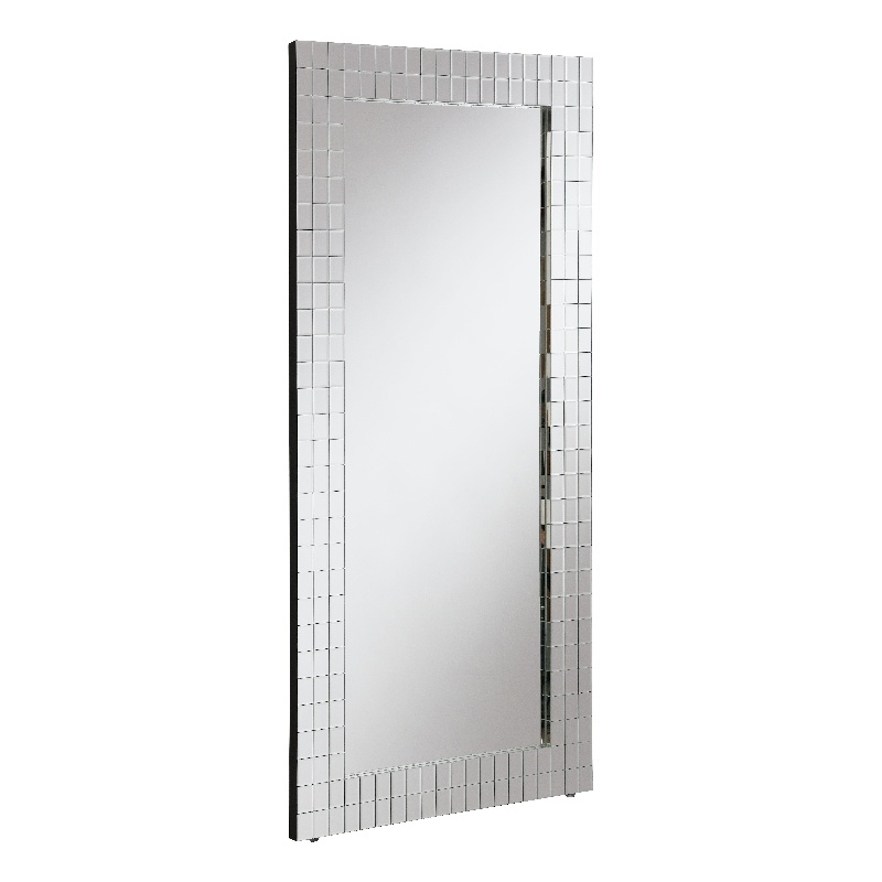 Bowery Hill Wood and Glass Rectangular Mosaic Accent Mirror in Silver
