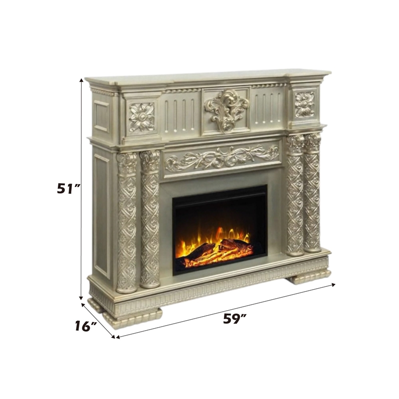 Bowery Hill Transitional Wooden/Glass Fireplace in Gold Patina
