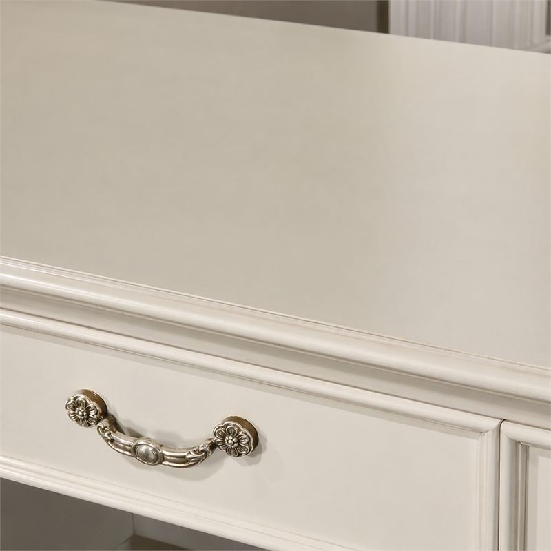Bowery Hill Transitional Wooden Executive Writing Desk in Antique Pearl