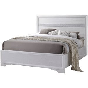 Bowery Hill Wooden Twin Panel Bed with Acrylic Headboard in White