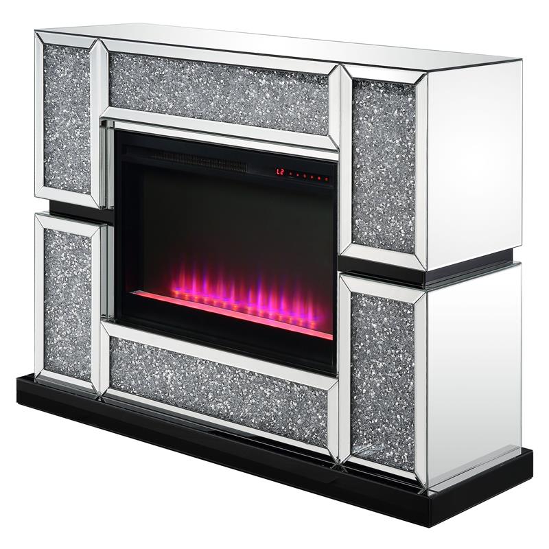 Bowery Hill LED Electric Fireplace in Mirrored Acrylic Finish
