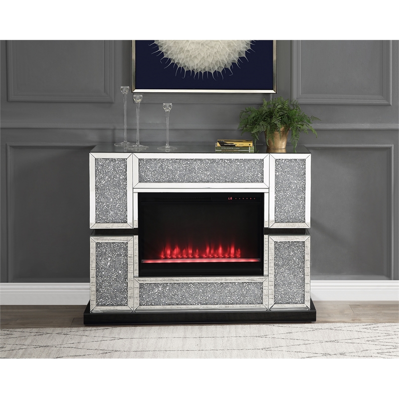 Bowery Hill LED Electric Fireplace in Mirrored Acrylic Finish