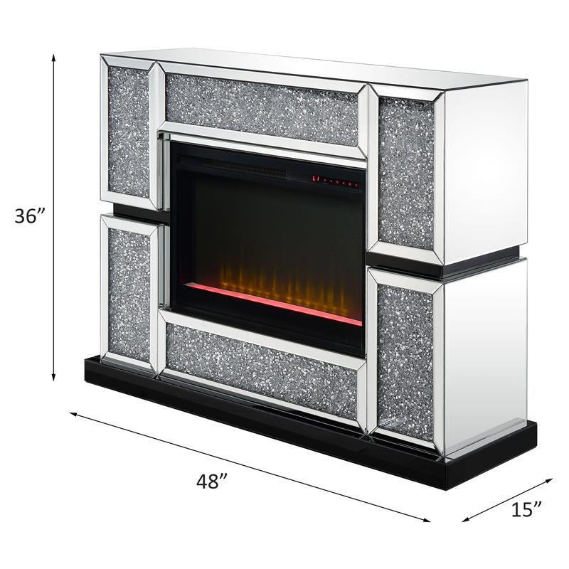 Bowery Hill LED Electric Fireplace in Mirrored Acrylic Finish