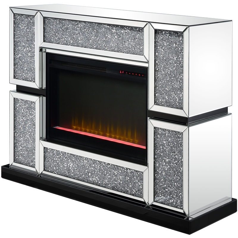 Bowery Hill LED Electric Fireplace in Mirrored Acrylic Finish