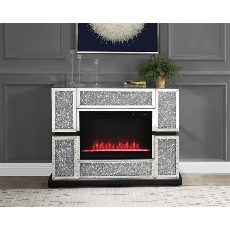 Bowery Hill LED Electric Fireplace in Mirrored Acrylic Finish