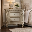 Bowery Hill Nightstand with 2 Drawers and Antique Pearl Finish