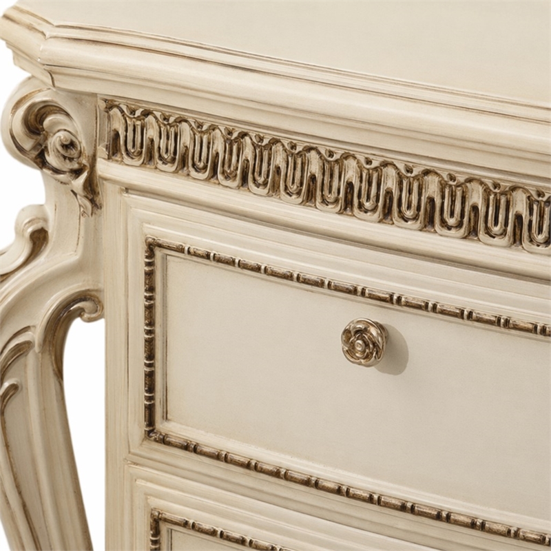 Bowery Hill Nightstand with 2 Drawers and Antique Pearl Finish