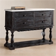 Bowery Hill 4-Drawer Marble Top Server in White and Weathered Espresso
